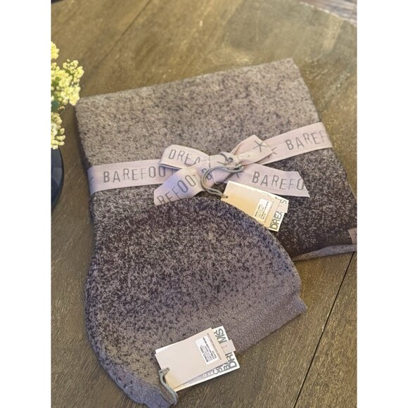 Barefoot Dreams Scarf & Beanie Storm Gray Dark Brown Cozy Chic Confetti NWT - Picture 2 of 3